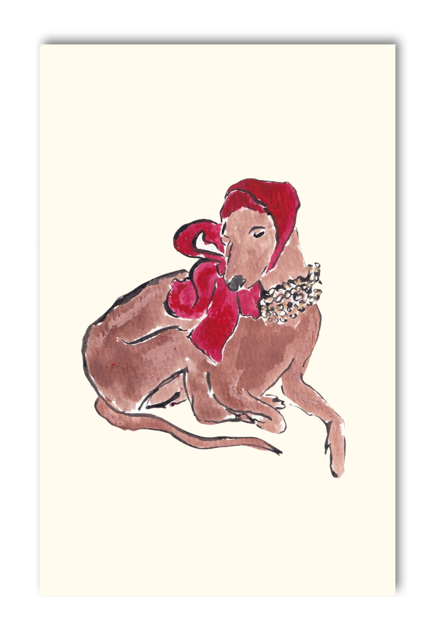 Dog with Headscarf Greeting Card