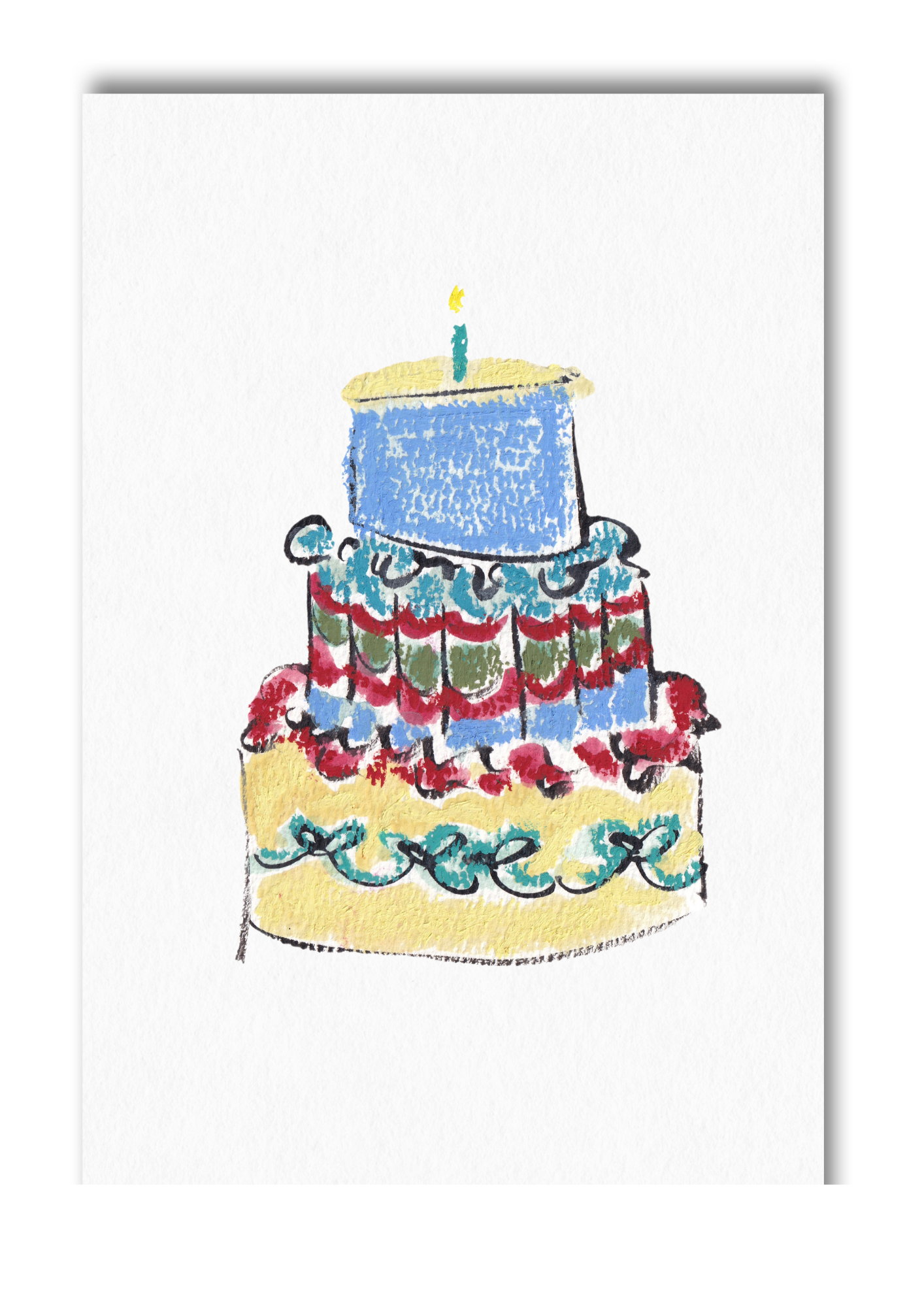 Blue Cake Greeting Card