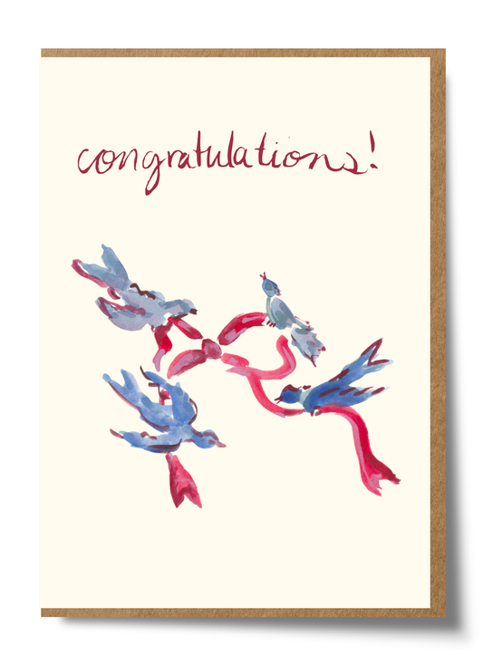 Congratulations Birds with Ribbon