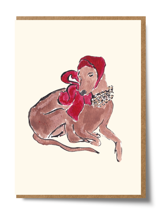 Dog with Headscarf Greeting Card