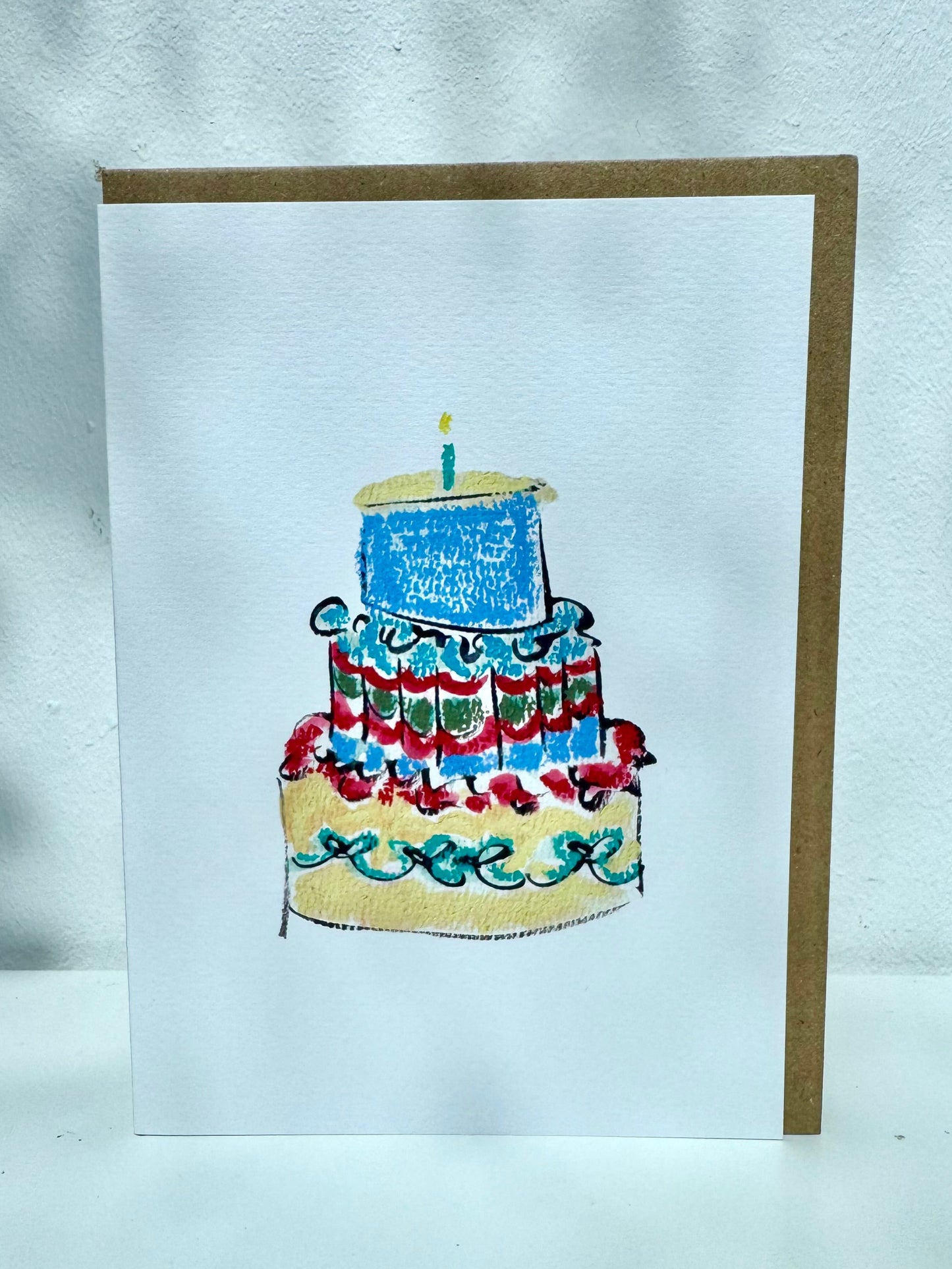 Blue Cake Greeting Card